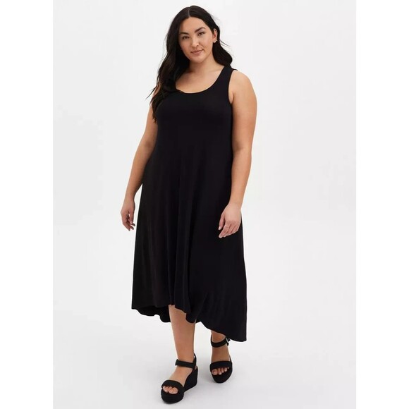 Torrid Super Soft Hi Lo Black Maxi Dress Size 4 or 26 Plus EUC - Picture 3 of 7